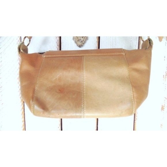 Tan brown leather shoulder purse/light brown leather hand bag - Picture 5 of 7